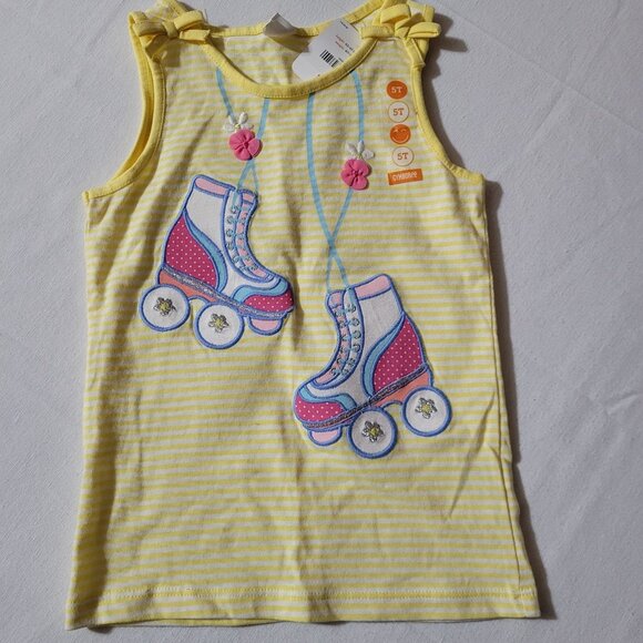 Gymboree NWT 5T yellow striped roller skate front shirt. Mixed Bin Z26 - Picture 1 of 2